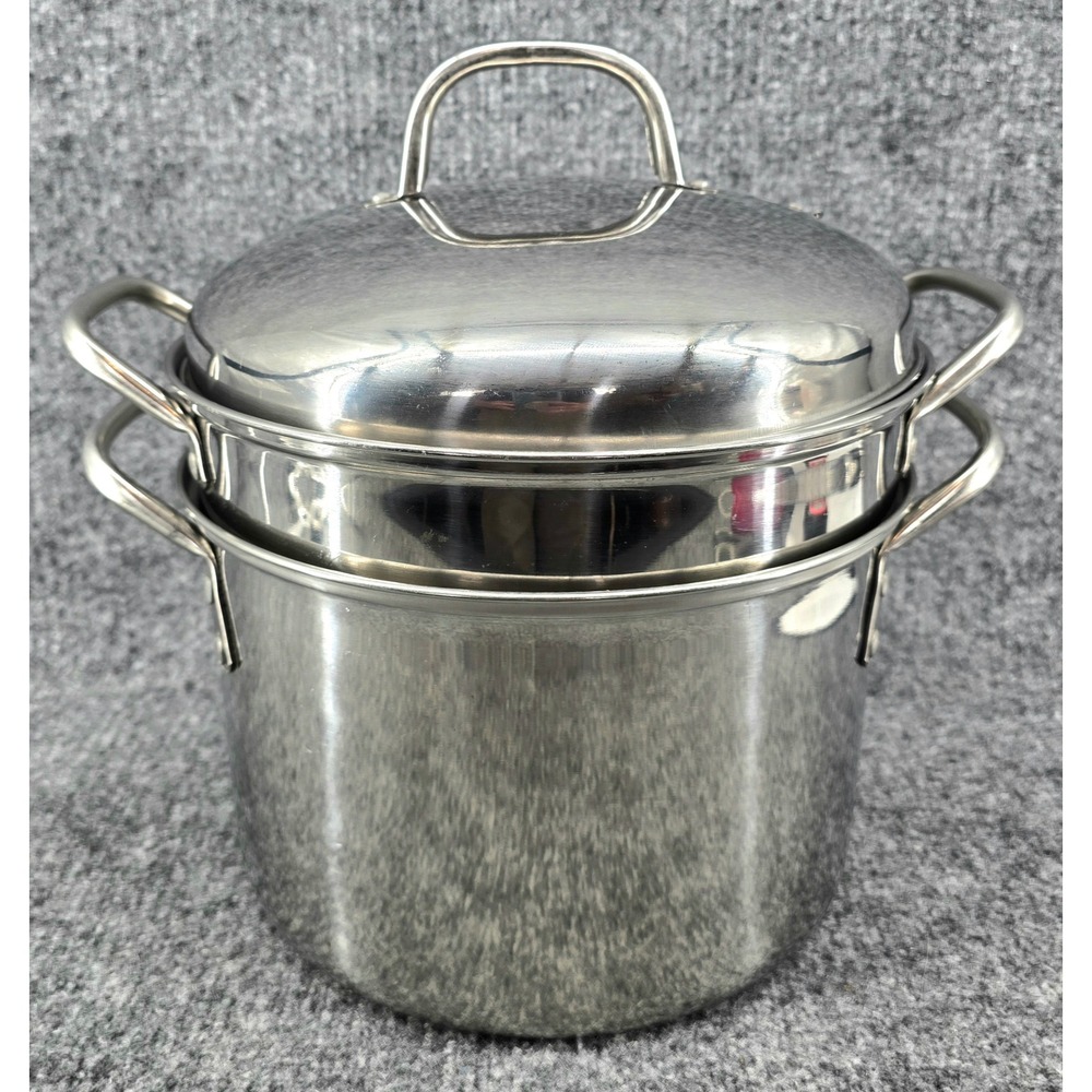 Stainless Steel Multi Pot Cookware Set 6Qt Silver 4-Piece Steamer Pasta Set